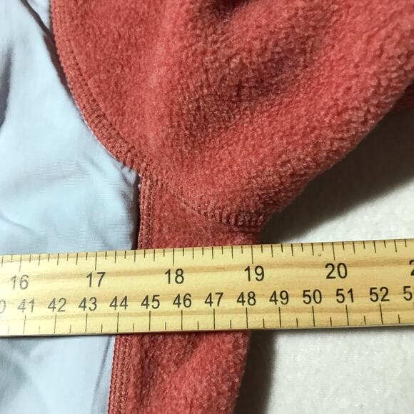 LL Bean S orange full zip sweater fleece hooded long sleeve contrasting pocket - Picture 4 of 8
